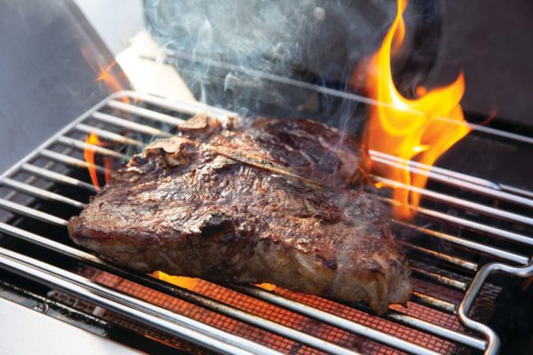 Steaks on Napoleon Prestige PRO™ 665 RSIB Gas Grill with Infrared Side & Rear Burners