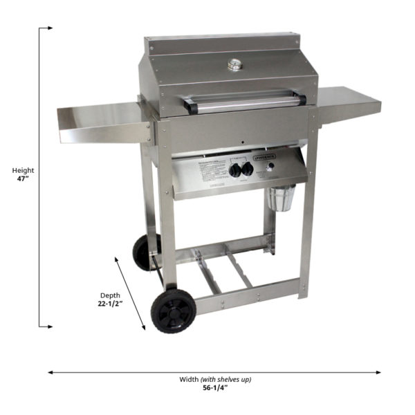 Phoenix Grills SDRIV4LDD Stainless Steel Riveted Grill Head on 4-Legged Open Cart