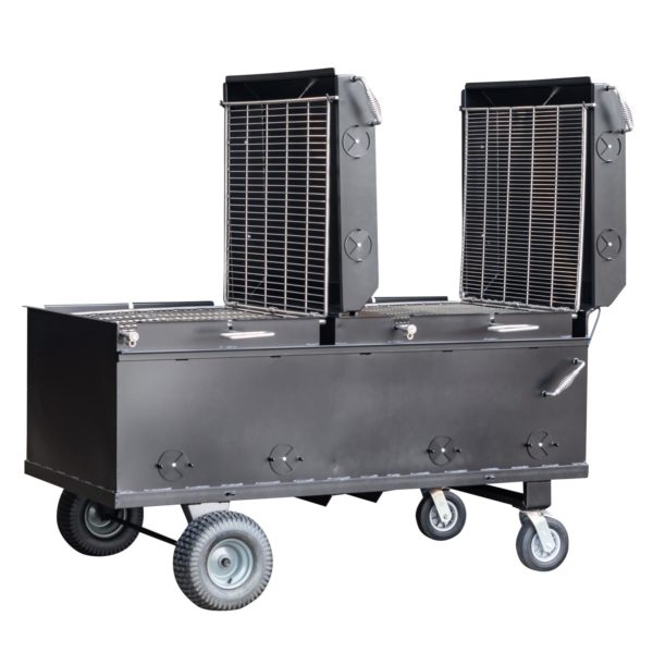 Meadow Creek BBQ64P Chicken Cooker With Optional Lids and Grates Hooked Onto Lid