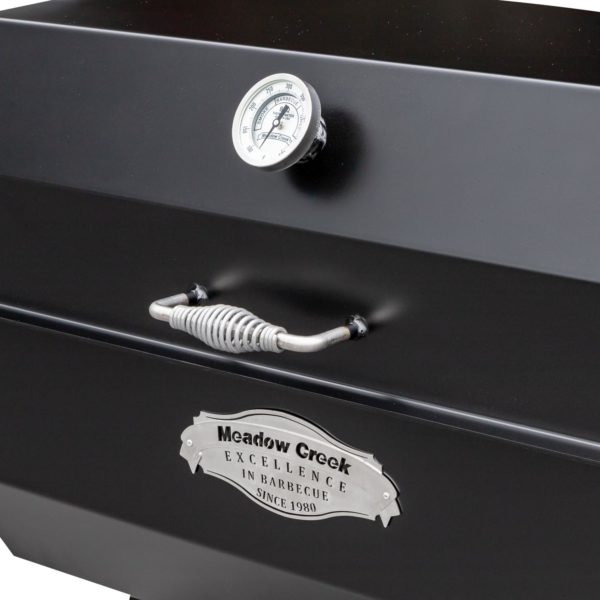 Calibratable Stainless Steel Thermometer and Cool-to-the-Touch Lid Handle on PR36 Pig Roaster