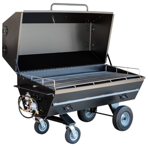 Meadow Creek PR60G Pig Roaster With Optional 8-Inch Casters on Stand, Solid Tires, and Probe Port