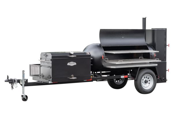 Meadow Creek TS250 Tank Smoker With Optional BBQ42 With Charcoal Pullout and Stainless Steel Exterior Shelves