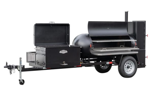 Meadow Creek TS250 Tank Smoker With Optional BBQ42 With Charcoal Pullout and Stainless Steel Exterior Shelves