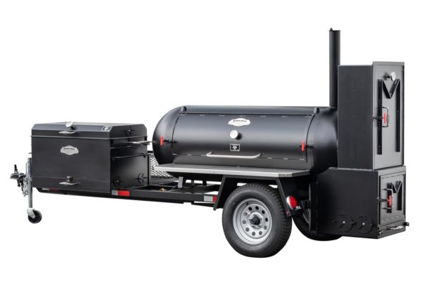 Meadow Creek TS250 Tank Smoker With Optional BBQ42 With Charcoal Pullout and Stainless Steel Exterior Shelves