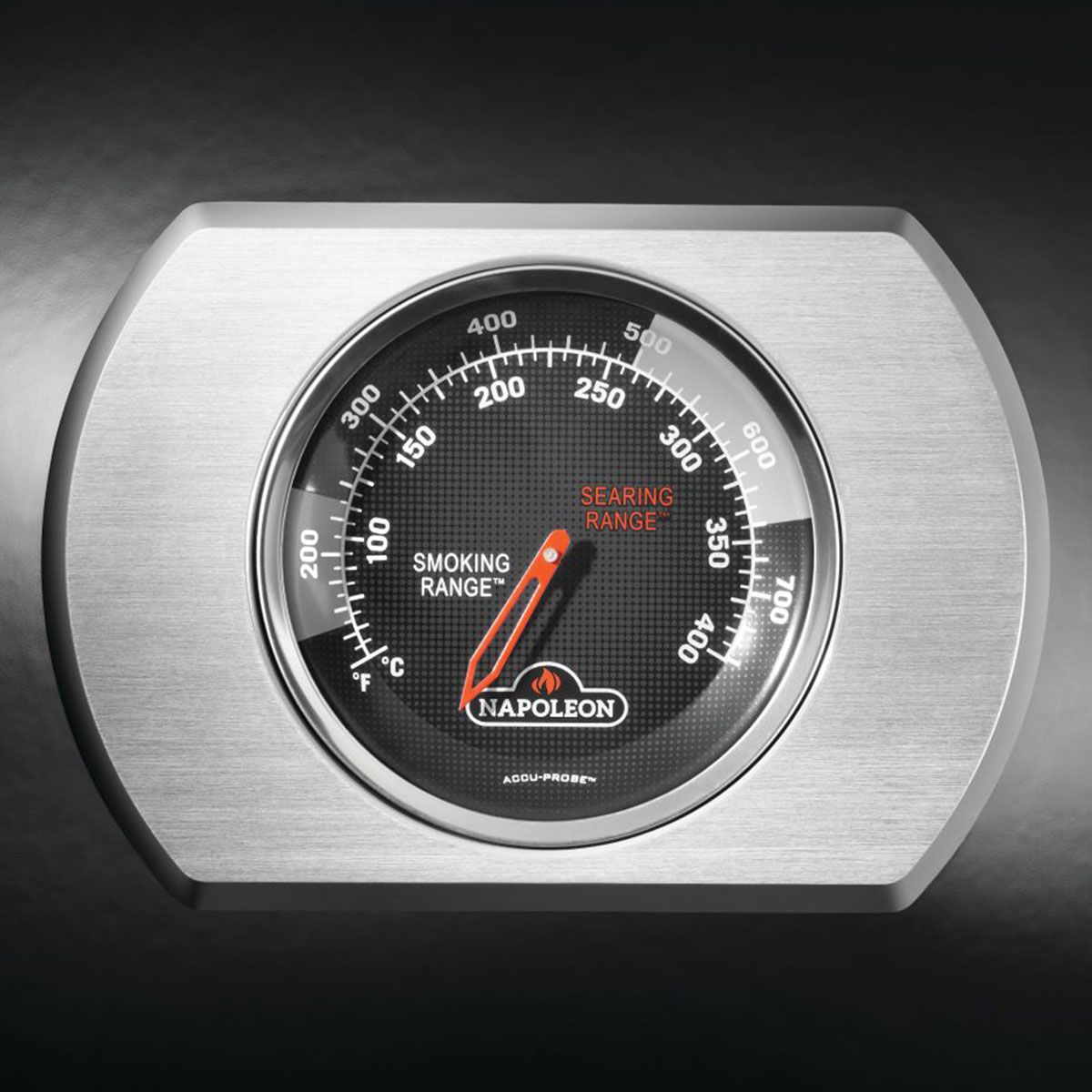 Temperature Gauge on Napoleon Rogue® PRO 525 SIB Propane Gas Grill with Infrared Side Burners - Black