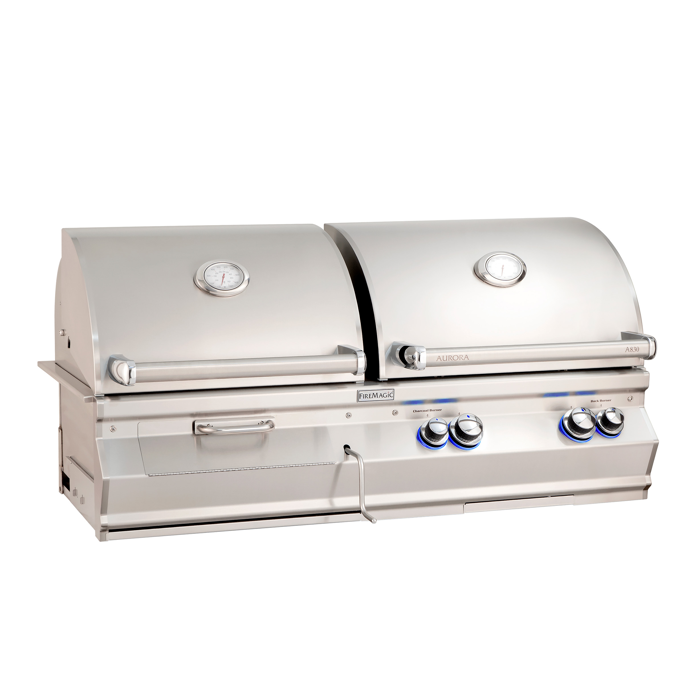 Fire Magic® 46" Aurora A830i Built-In Gas & Charcoal Combo Grill With Analog Thermometer, With Backburner