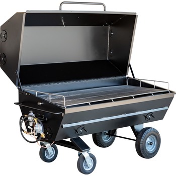 Meadow Creek PR60G Pig Roaster With Optional 8-Inch Casters on Stand, Solid Tires, and Probe Port